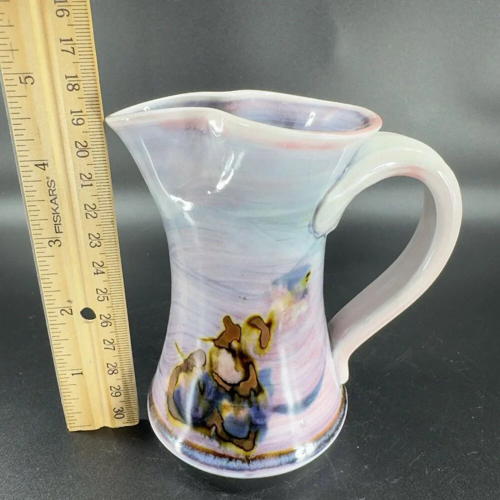 Vintage Hand Made Studio Art Pottery Pitcher Creamer Stoneware Artist Signed VTG